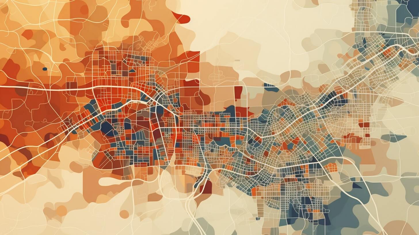 Colorful zoning map artwork